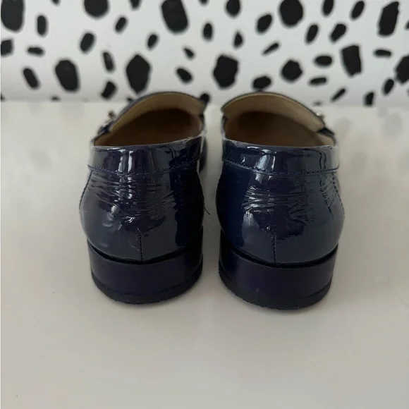 Authentic Chanel Loafers Navy Patent Leather Enamel Turn lock CoCo Mark - Picture 4 of 9